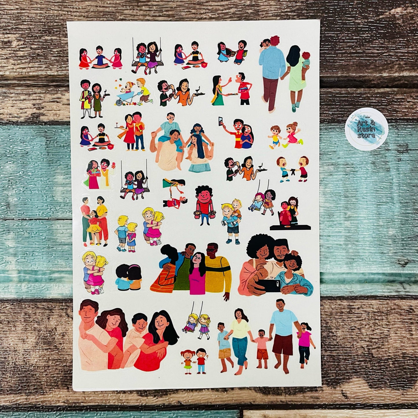 Family Themed Peel Off Sticker Sheet