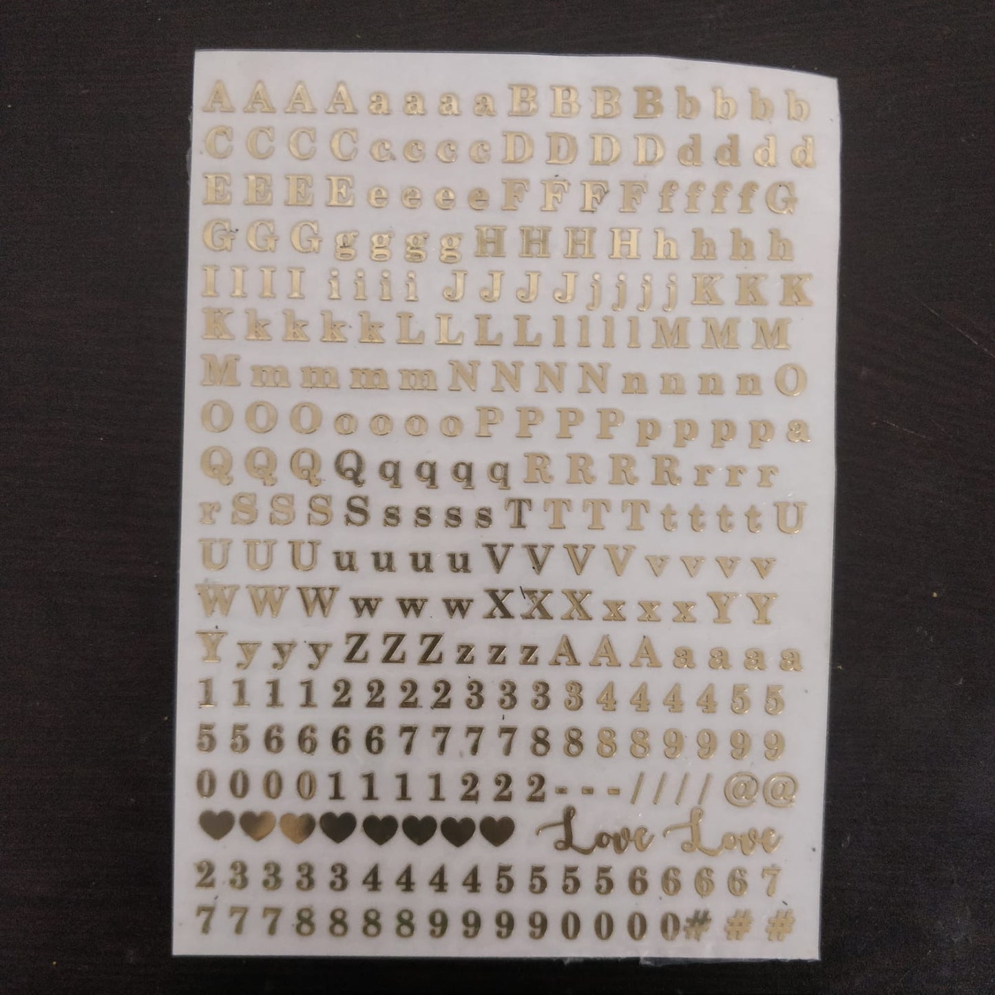 A6 Alphabet Metal Sticker Sheet