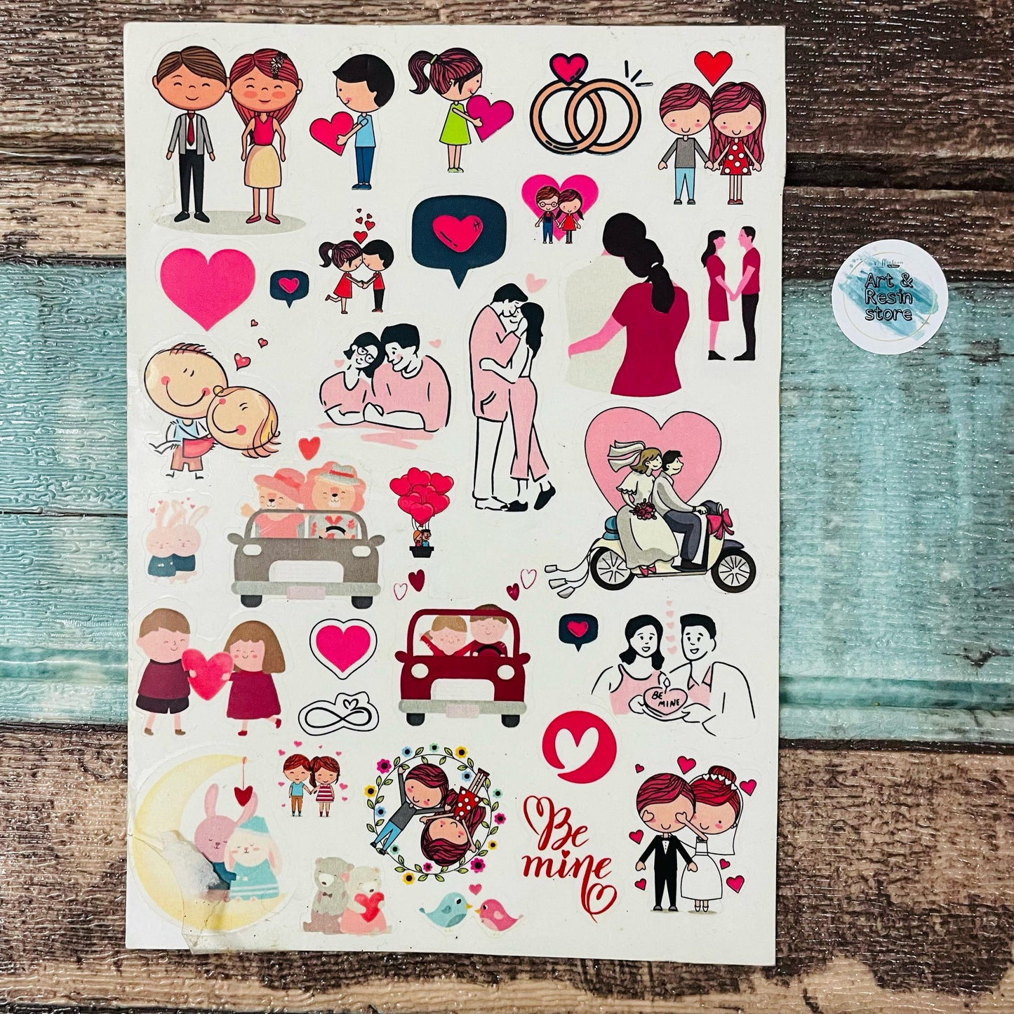 Couple Themed Peel Off Sticker Sheet