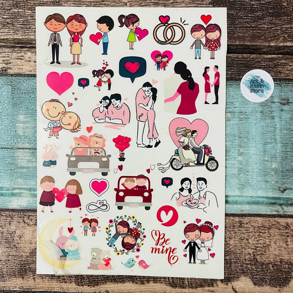 Couple Themed Peel Off Sticker Sheet – Affection Art n Resin Store