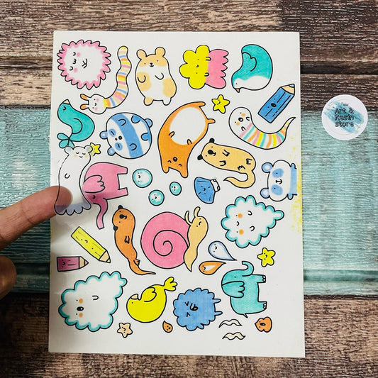 Doodle Themed Peel Off Sticker Sheet