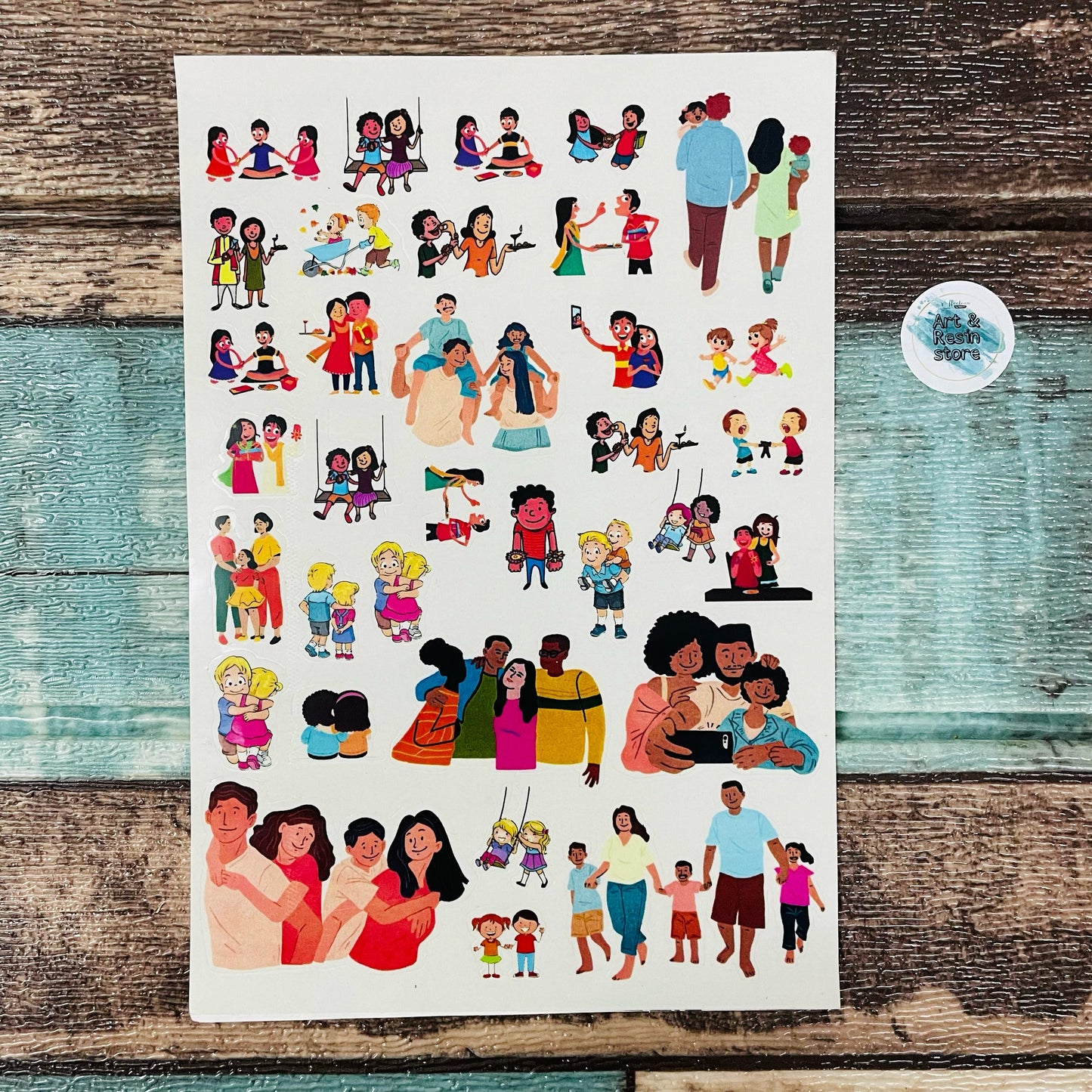 Family Themed Peel Off Sticker Sheet