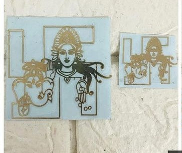 Ganeshji Laxmiji Swastik in 1 Metallic Sticker