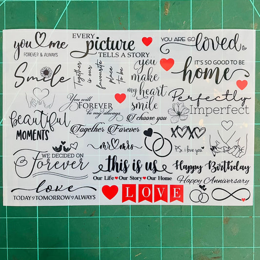 Love Themed Insert Sheet