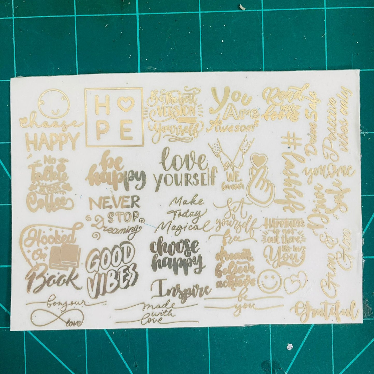 A6 Quotes Metallic Sticker sheet