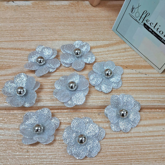 Silver Fabric flowers