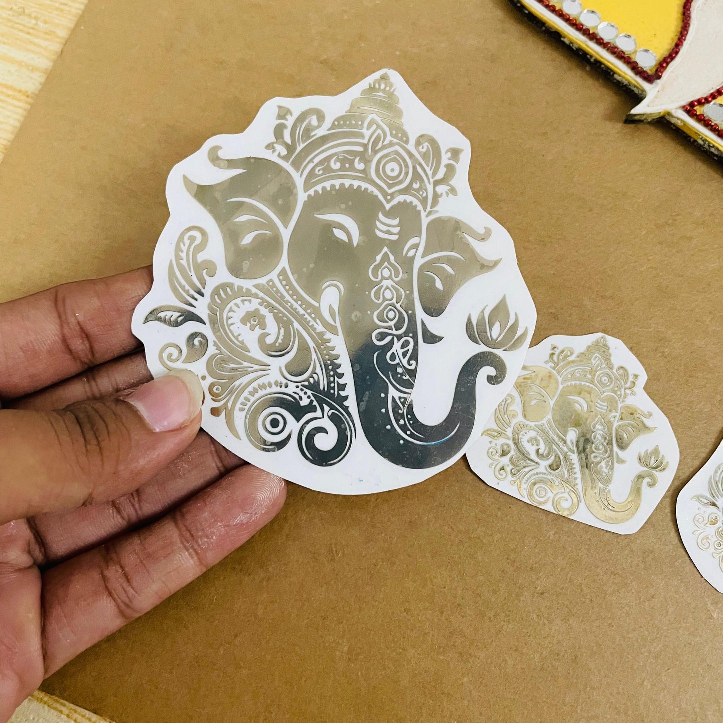 Ganeshji face metal sticker