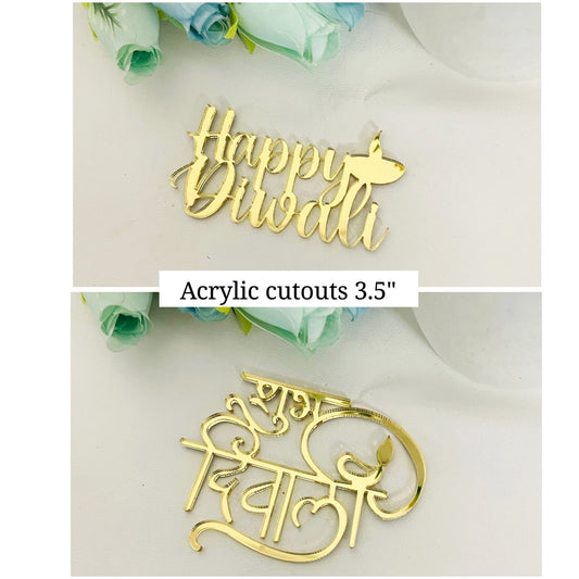 Diwali Themed golden Acrylic Cut-Outs