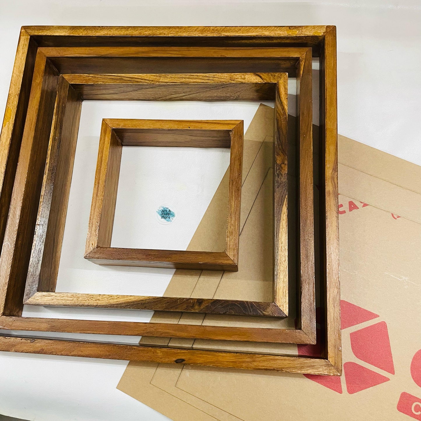 Teak Wood Square Depth Frame For Flower Presrvation